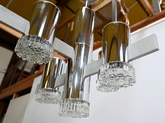 Modernist Metal Chandelier attributed to Gaetano Sciolari, Italy, 1960s-RVK-1754504