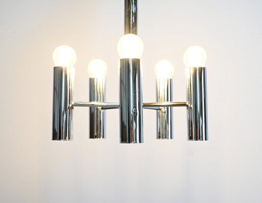 Modernist Metal Chandelier attributed to Gaetano Sciolari, Italy, 1960s-RVK-1754509