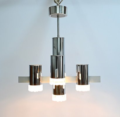 Modernist Metal Chandelier attributed to Gaetano Sciolari, Italy, 1960s-RVK-1754504