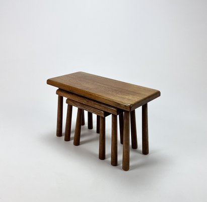 Modernist Oak Nesting Tables, 1960s, Set of 3-RMX-1286926