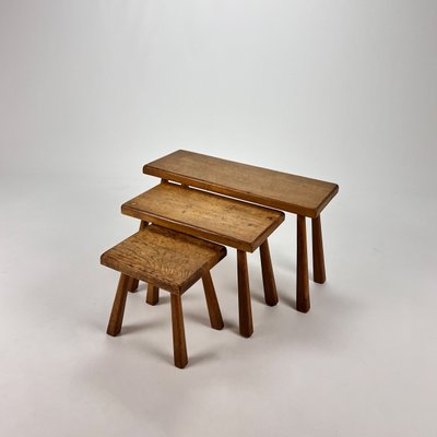 Modernist Oak Nesting Tables, 1960s, Set of 3-RMX-1440664