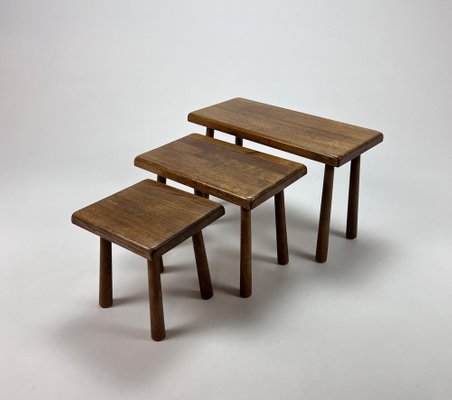 Modernist Oak Nesting Tables, 1960s, Set of 3-RMX-1286926