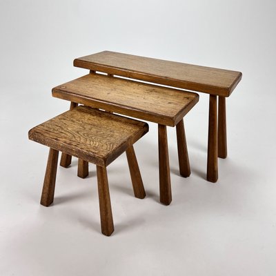 Modernist Oak Nesting Tables, 1960s, Set of 3-RMX-1440664