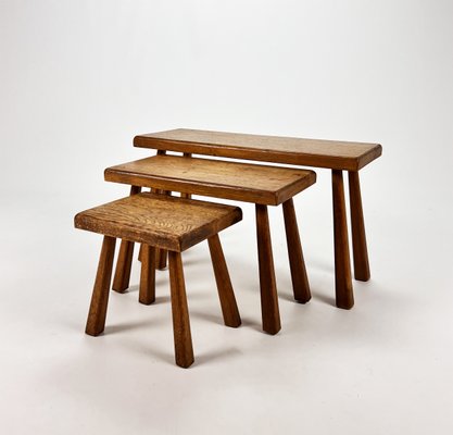 Modernist Oak Nesting Tables, 1960s, Set of 3-RMX-1440664