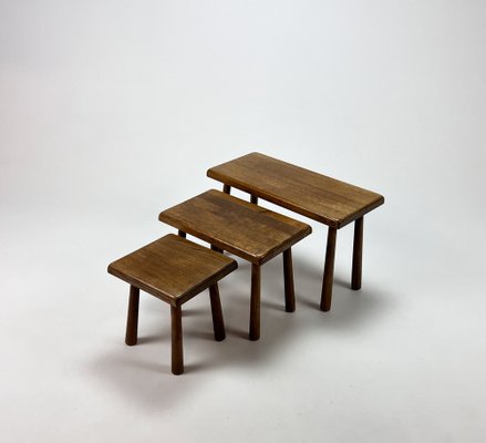 Modernist Oak Nesting Tables, 1960s, Set of 3-RMX-1286926