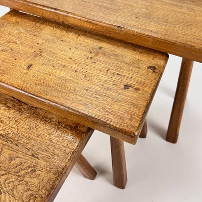 Modernist Oak Nesting Tables, 1960s, Set of 3-RMX-1440664