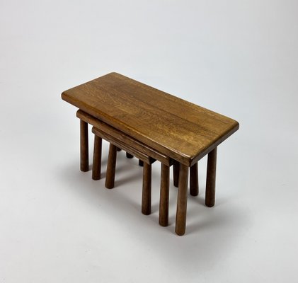 Modernist Oak Nesting Tables, 1960s, Set of 3-RMX-1286926