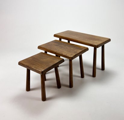 Modernist Oak Nesting Tables, 1960s, Set of 3-RMX-1286926