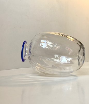 Modernist Optical Glass Vase with Blue Collar, 1970s-LCR-744411