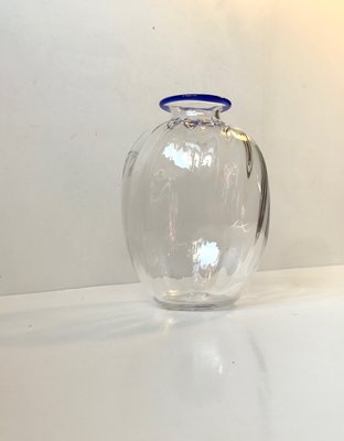 Modernist Optical Glass Vase with Blue Collar, 1970s-LCR-744411