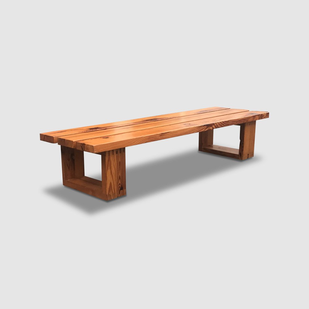 Modernist Pine Slatted Bench by Ate Van Apeldoorn for Houtwerk Hattem, 1970s