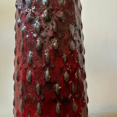 Modernist Red and Black Fat Lava Ceramic Vase attributed to WGP from Scheurich, Germany, 1970s-NMK-1800634