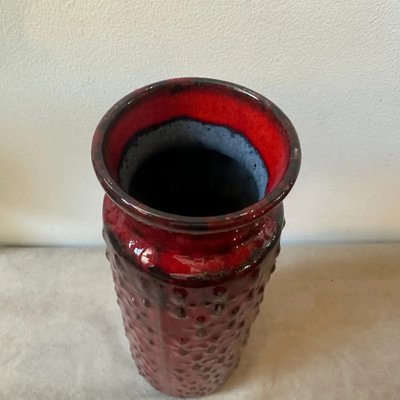 Modernist Red and Black Fat Lava Ceramic Vase attributed to WGP from Scheurich, Germany, 1970s-NMK-1800634