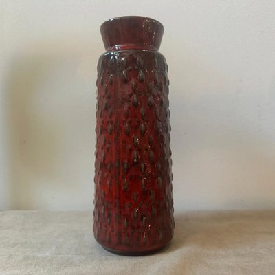 Modernist Red and Black Fat Lava Ceramic Vase attributed to WGP from Scheurich, Germany, 1970s-NMK-1800634