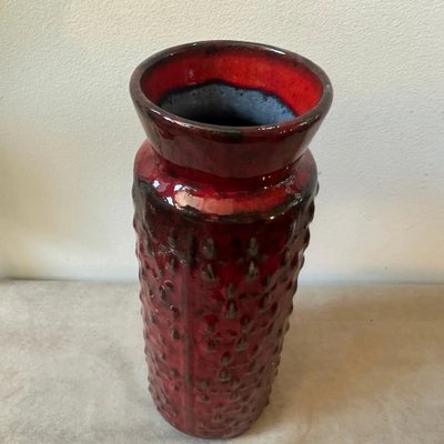 Modernist Red and Black Fat Lava Ceramic Vase attributed to WGP from Scheurich, Germany, 1970s-NMK-1800634