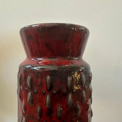 Modernist Red and Black Fat Lava Ceramic Vase attributed to WGP from Scheurich, Germany, 1970s-NMK-1800634