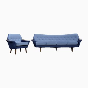 Modernist Scandinavian Velvet Living Room Set by Holm Fabriker AB, 1960s, Set of 2-ZAA-1013043