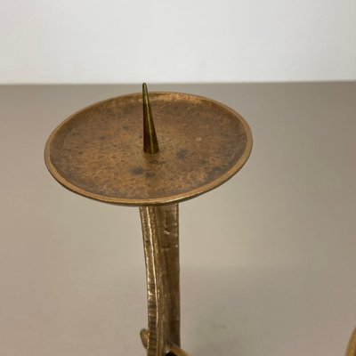 Modernist Sculptural Brutalist Bronze Metal Candleholder, France, 1960s-QZ-1772933