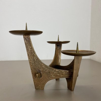 Modernist Sculptural Brutalist Bronze Metal Candleholder, France, 1960s-QZ-1772933