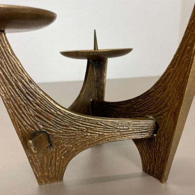 Modernist Sculptural Brutalist Bronze Metal Candleholder, France, 1960s-QZ-1772933