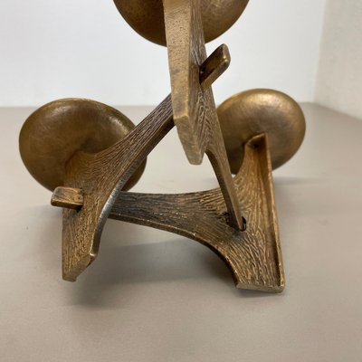 Modernist Sculptural Brutalist Bronze Metal Candleholder, France, 1960s-QZ-1772933