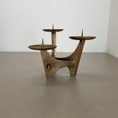 Modernist Sculptural Brutalist Bronze Metal Candleholder, France, 1960s-QZ-1772933