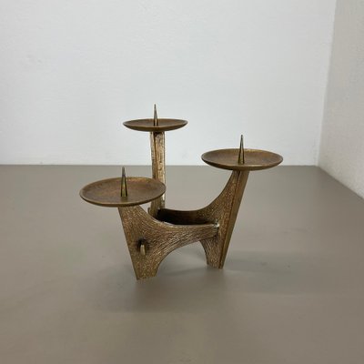 Modernist Sculptural Brutalist Bronze Metal Candleholder, France, 1960s-QZ-1772933