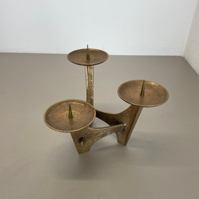 Modernist Sculptural Brutalist Bronze Metal Candleholder, France, 1960s-QZ-1772933