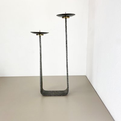 Modernist Sculptural Brutalist Copper Floor Candleholder, Germany, 1970s-QZ-1423570