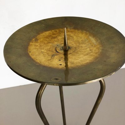 Modernist Sculptural Brutalist Floor Brass Candleholder, Germany, 1950s-QZ-1053085