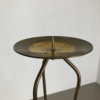 Modernist Sculptural Brutalist Floor Brass Candleholder, Germany, 1950s-QZ-1053085