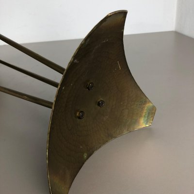 Modernist Sculptural Brutalist Floor Brass Candleholder, Germany, 1950s-QZ-1053085