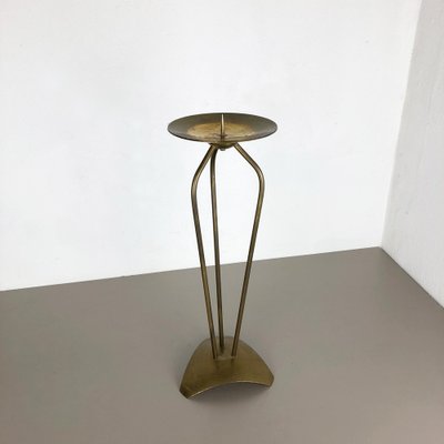 Modernist Sculptural Brutalist Floor Brass Candleholder, Germany, 1950s-QZ-1053085