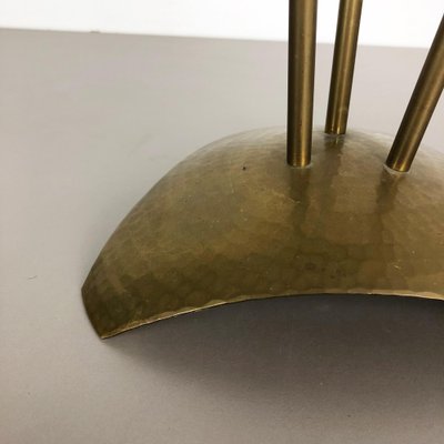 Modernist Sculptural Brutalist Floor Brass Candleholder, Germany, 1950s-QZ-1053085