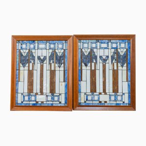 Modernist Stained Glass Items, Set of 2-UJE-1803899