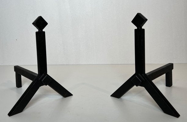 Modernist Steel Chenets, 1950s, Set of 2-BA-1786669