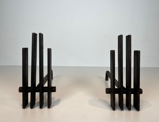 Modernist Steel Chenets, 1950s, Set of 2-BA-1776475