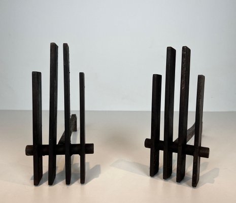 Modernist Steel Chenets, 1950s, Set of 2-BA-1776475