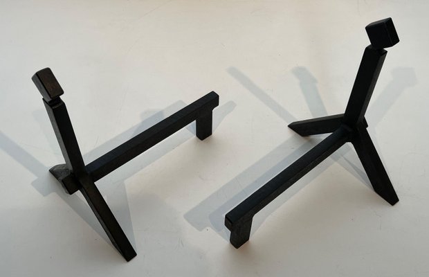 Modernist Steel Chenets, 1950s, Set of 2-BA-1786669