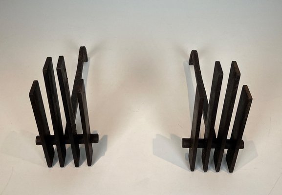 Modernist Steel Chenets, 1950s, Set of 2-BA-1776475