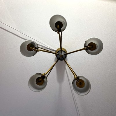 Modernist Swedish Chandelier in Brass and Glass, 1950s-LIV-1799512