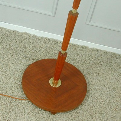 Modernist Swedish Teak & Brass Floor Lamp, 1940s-OE-933628