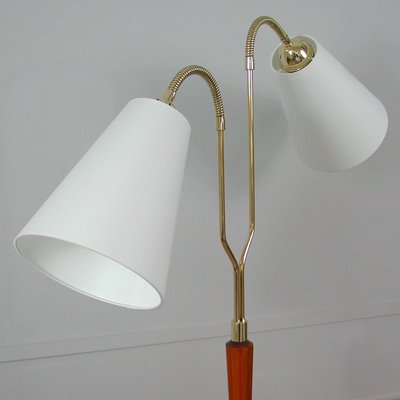 Modernist Swedish Teak & Brass Floor Lamp, 1940s-OE-933628