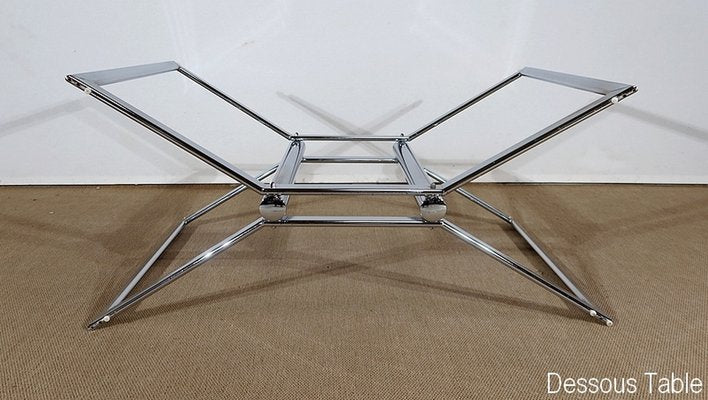 Modernist Table in Chromed Metal and Smoked Glass, 1970s-RVK-1266422