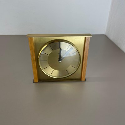 Modernist Teak and Brass Wall or Table Clock from Zentra, Germany, 1960s-QZ-1444408