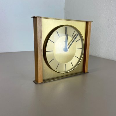 Modernist Teak and Brass Wall or Table Clock from Zentra, Germany, 1960s-QZ-1444408