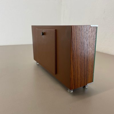 Modernist Teak and Metal Table Clock from Zentra, Germany, 1970s-QZ-1444409