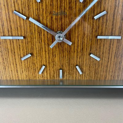 Modernist Teak and Metal Table Clock from Zentra, Germany, 1970s-QZ-1444409