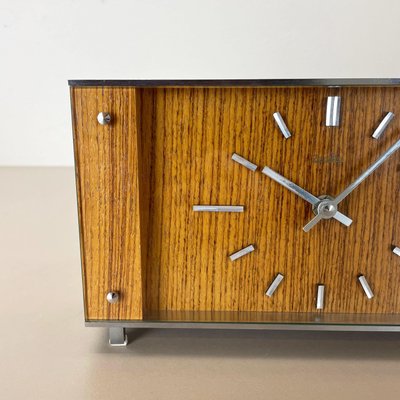 Modernist Teak and Metal Table Clock from Zentra, Germany, 1970s-QZ-1444409