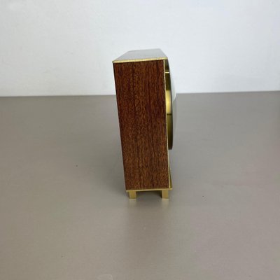 Modernist Teak & Brass Table Clock from Dugena, Germany, 1960s-QZ-1265058